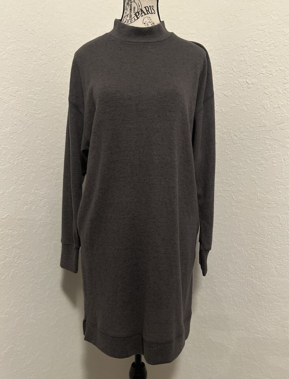 Socialite Long Sleeve Dress NWT Size Medium Charcoal Gray Soft Cozy Mock Neck